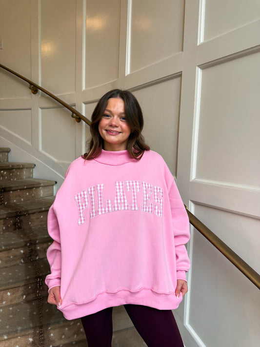 Pilates Gingham Mock Neck Sweatshirt
