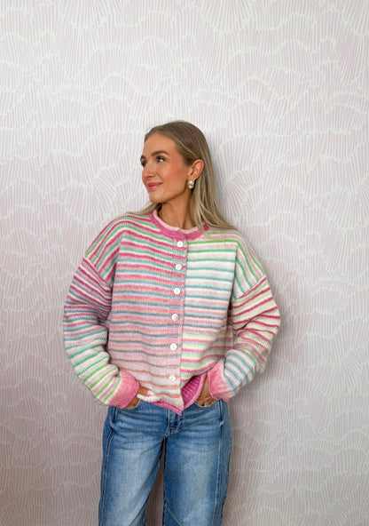 Strawberry Bubblegum Button Up Cardigan