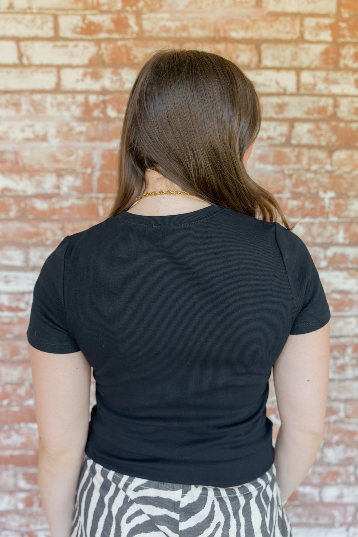 Black Casual Short Sleeve Fitted Tee