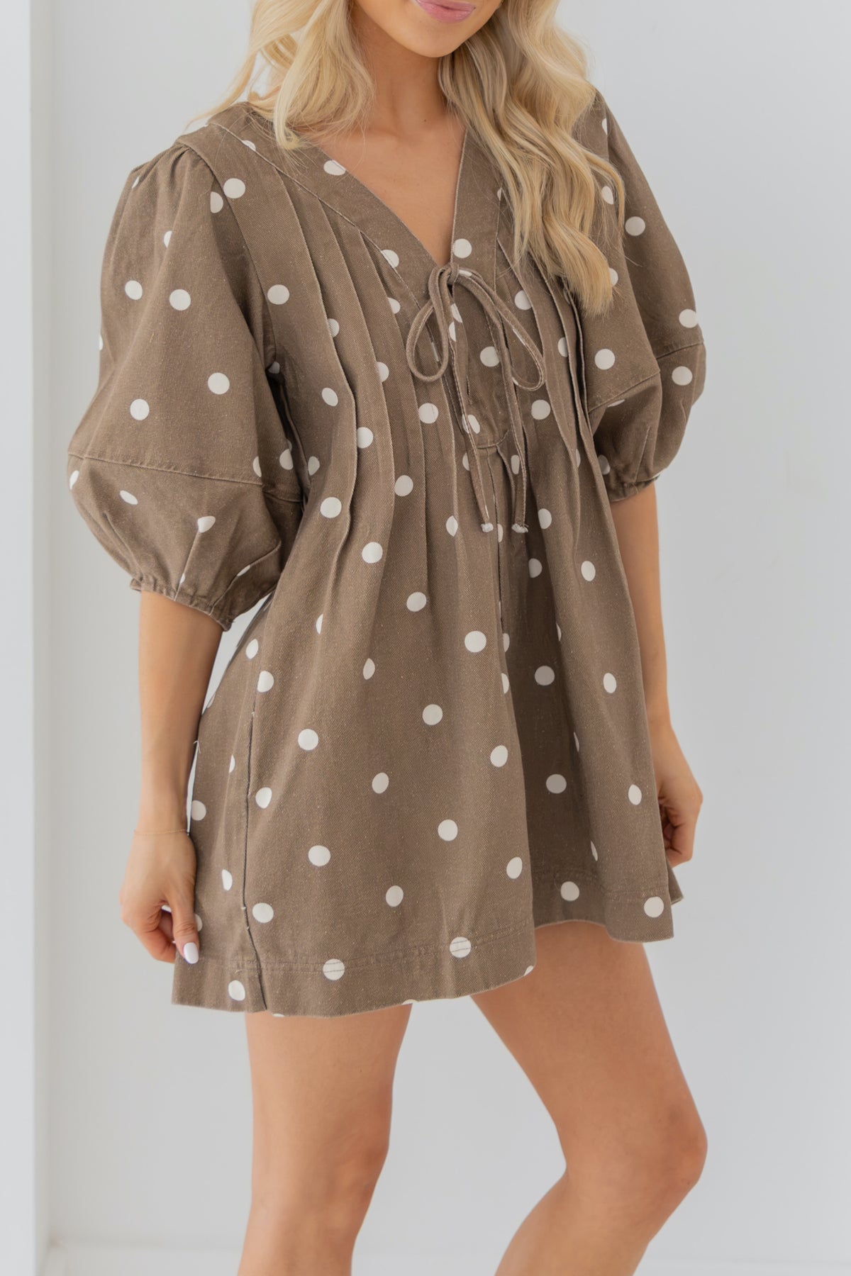 Dotted Denim Romper
