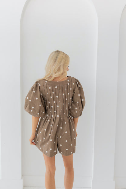 Dotted Denim Romper