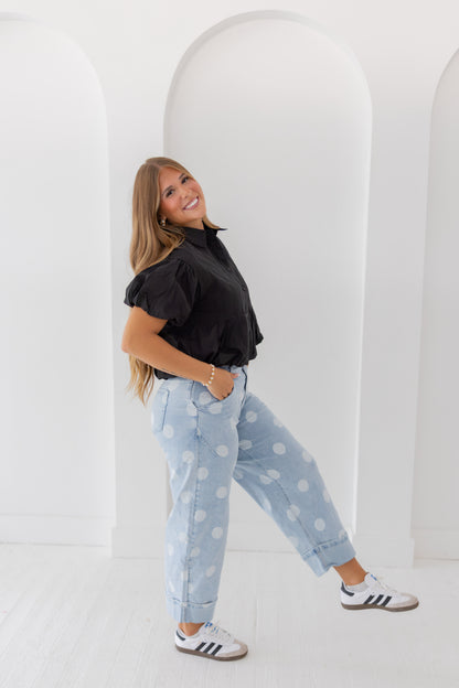 Joyful Polka Dot Ankle Jeans