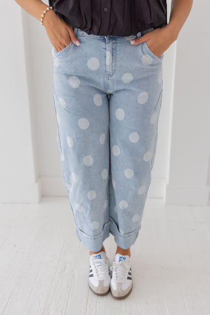 Joyful Polka Dot Ankle Jeans