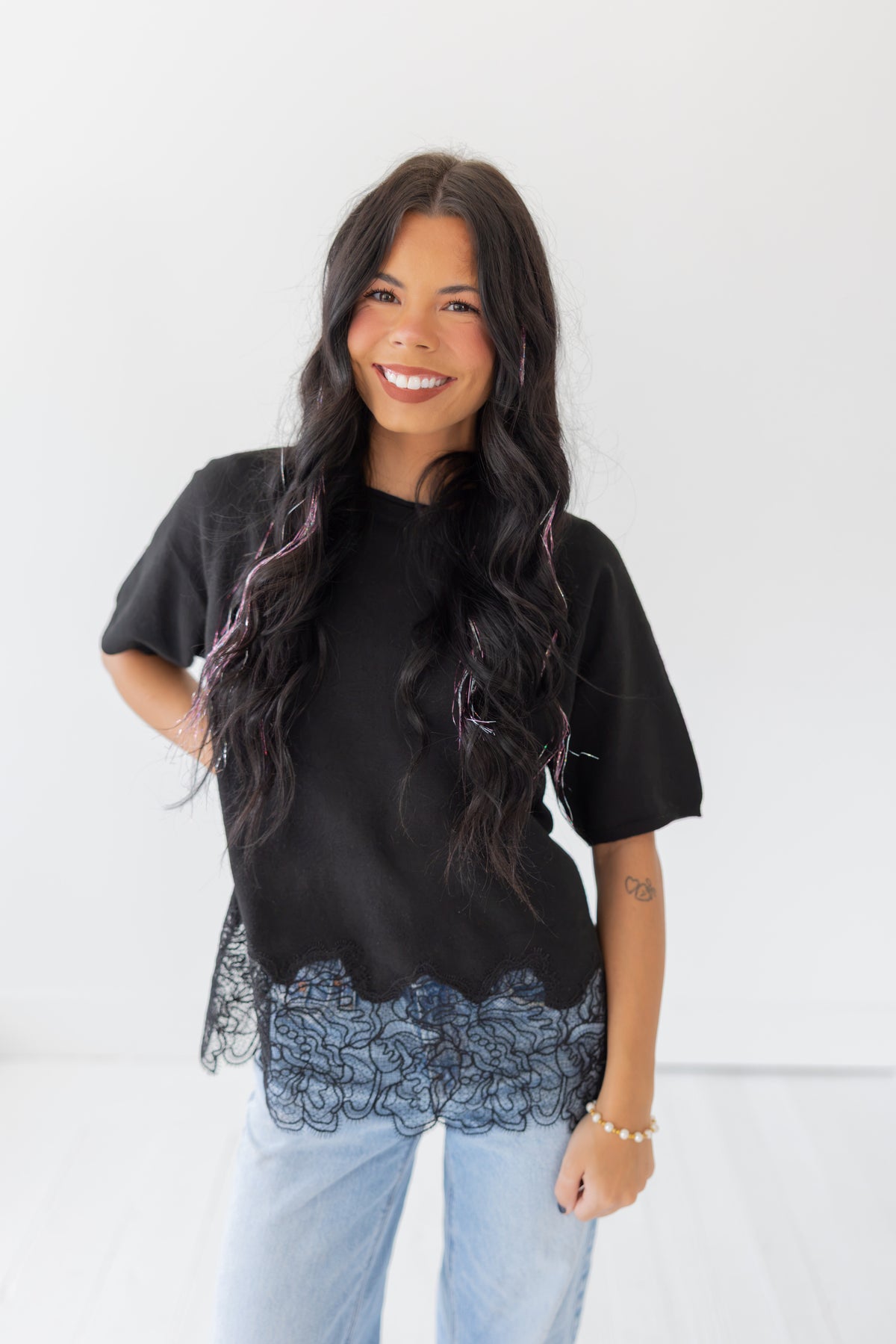 The Madison Lace Trim Sweater
