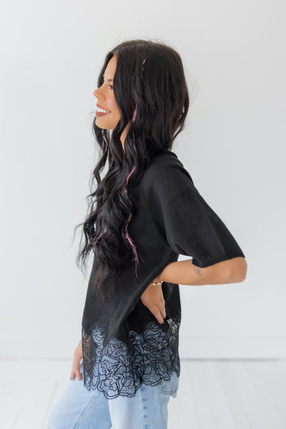 The Madison Lace Trim Sweater