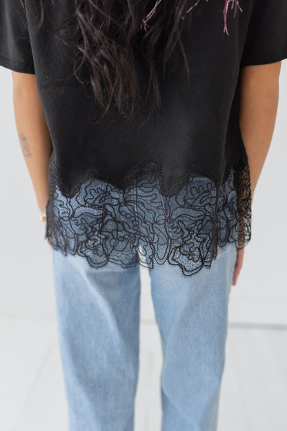 The Madison Lace Trim Sweater