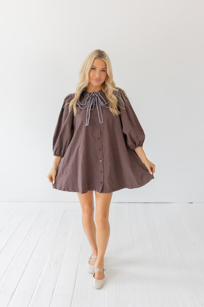 Maple Stripe Scalloped Collar Dress