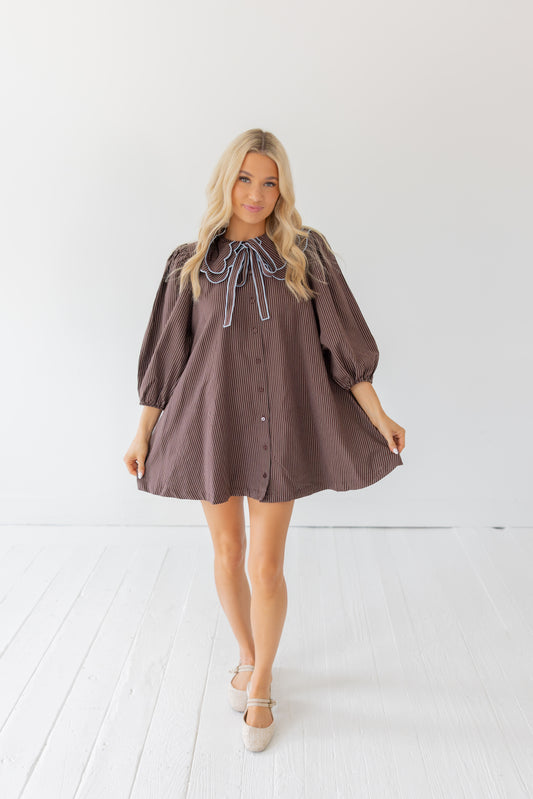 Maple Stripe Scalloped Collar Dress