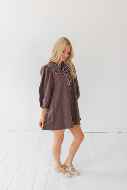 Maple Stripe Scalloped Collar Dress