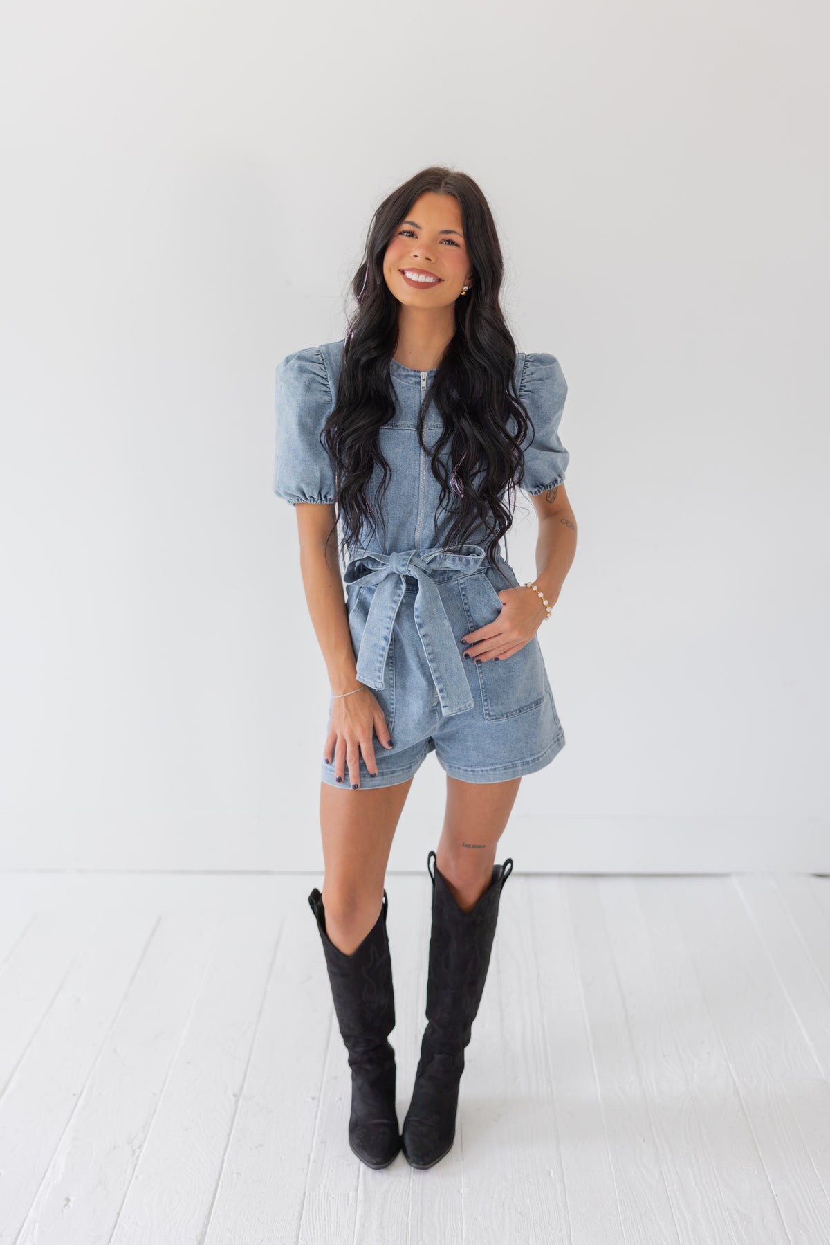Stadium Sweetheart Denim Romper