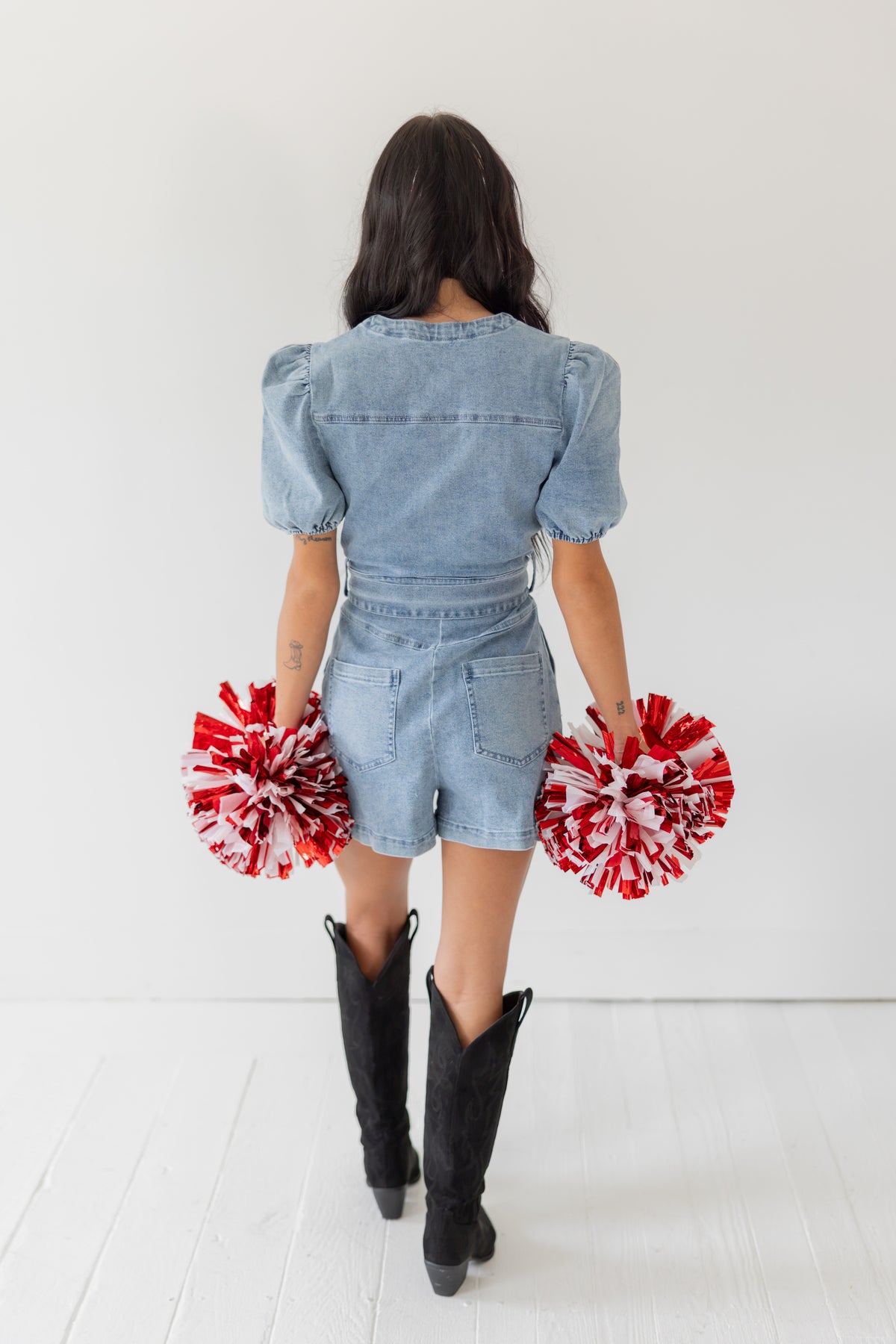 Stadium Sweetheart Denim Romper