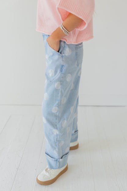 Joyful Polka Dot Ankle Jeans