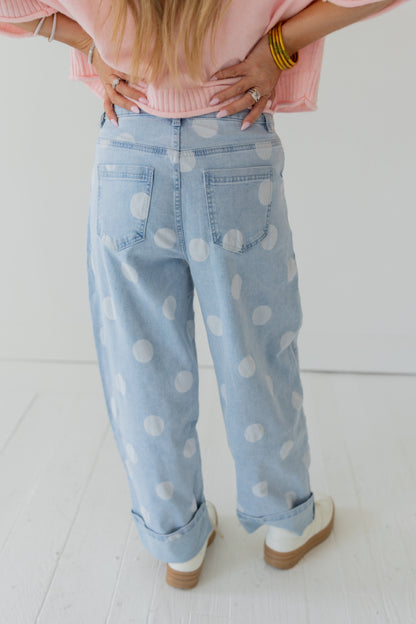 Joyful Polka Dot Ankle Jeans