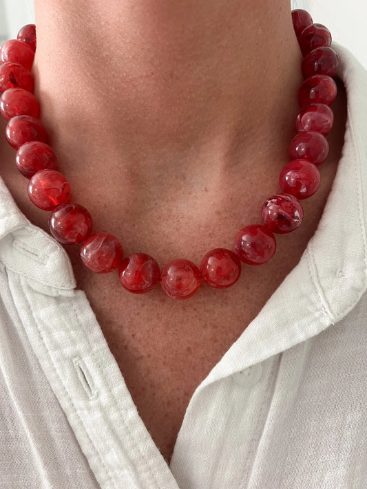 Red Cabo Beaded Necklace