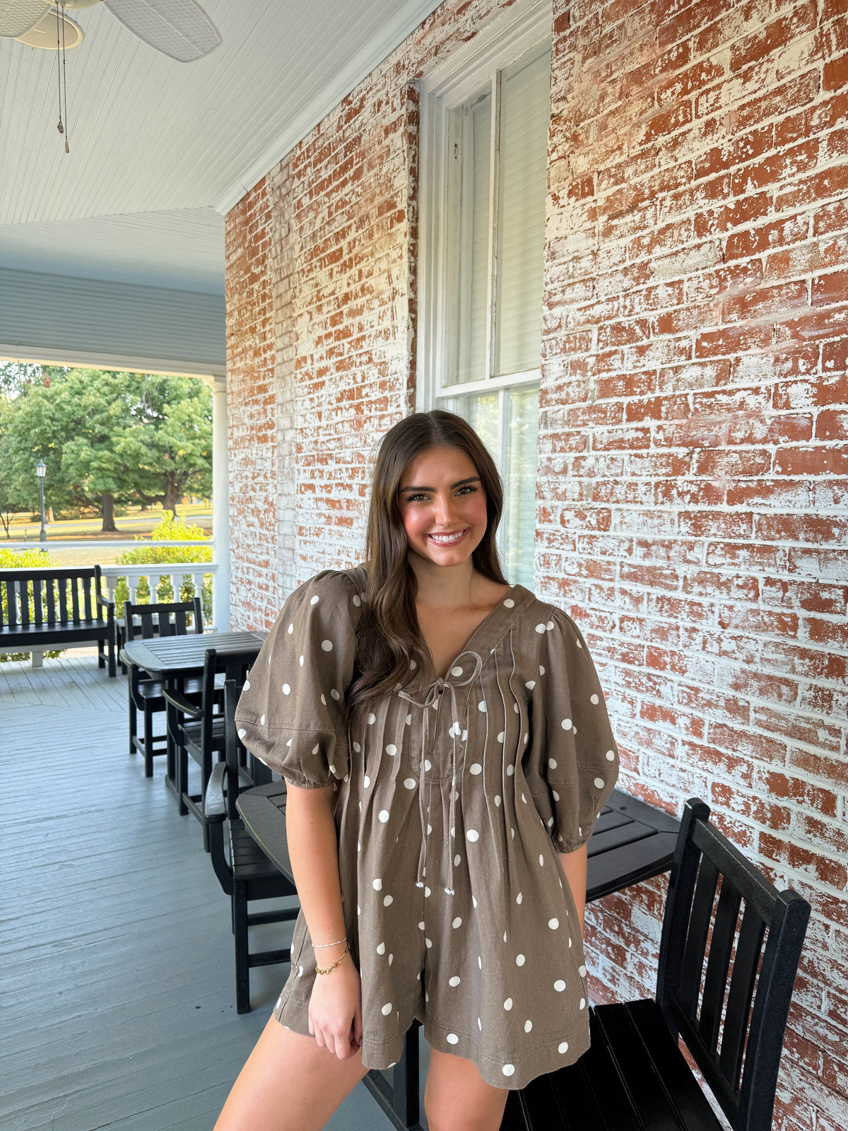 Dotted Denim Romper