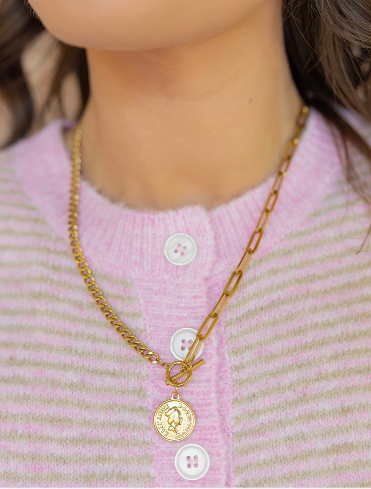 The Amber Toggle Chain Coin Necklace